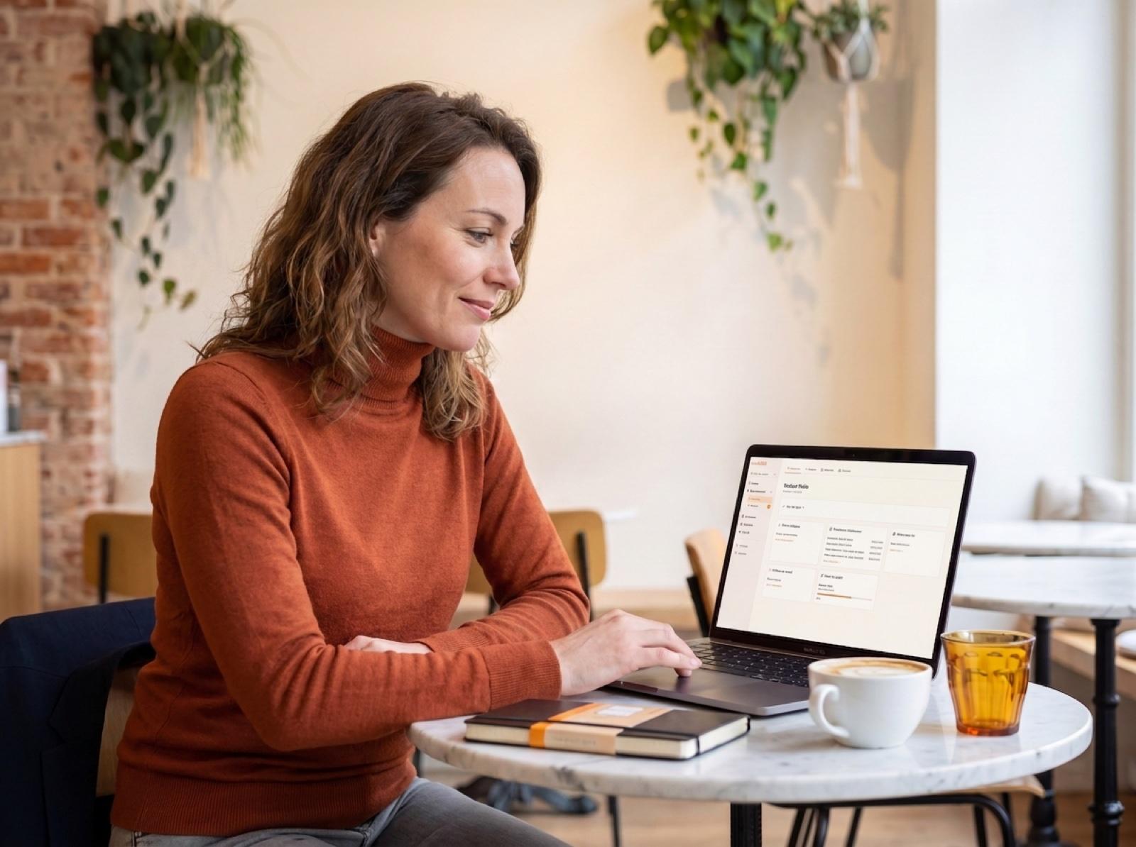 Une entrepreneure travaillant sereinement avec Lucid360